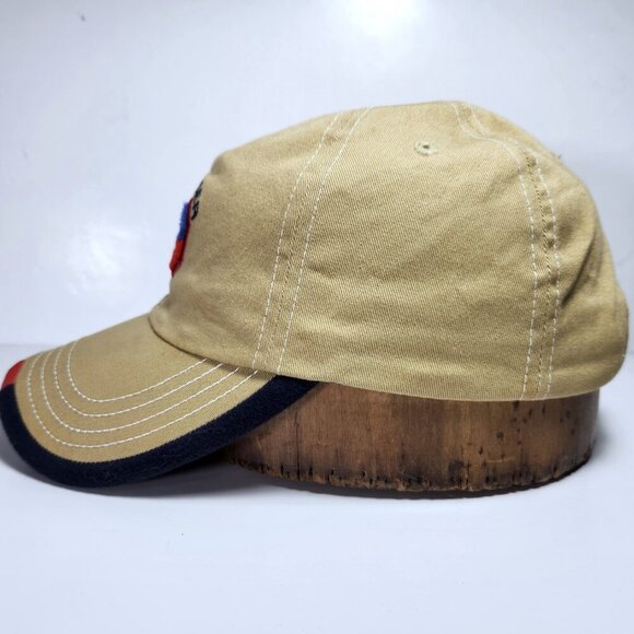 Vintage 90s Tommy Hilfiger Hat Cap Ski Logo Embroidered Detail Hook & Loop Beige - Picture 8 of 12